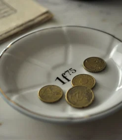 Bonnecaze Soucoupe 1f75 en porcelaine bleu clair / or* Assiettes & Plats