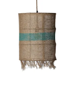 Manufactori Suspension Rectangulaire en jute et bande turquoise* Mobilier
