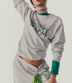 Sporty & Rich Sweat-shirt col rond Finish Line Heather Grey*Femme Mailles & Sweats