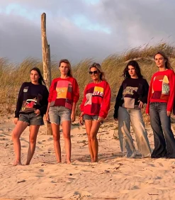 THIANE Sweat-shirt Jack Patchwork Bleu*Femme Mailles & Sweats