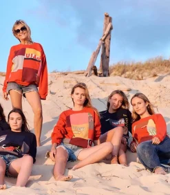 THIANE Sweat-shirt Jack Patchwork Bleu*Femme Mailles & Sweats