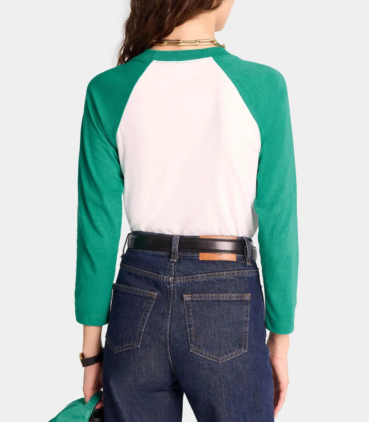 Sporty & Rich Tee-shirt Baseball Wellness Ivy White/Spring Green*Femme Hauts