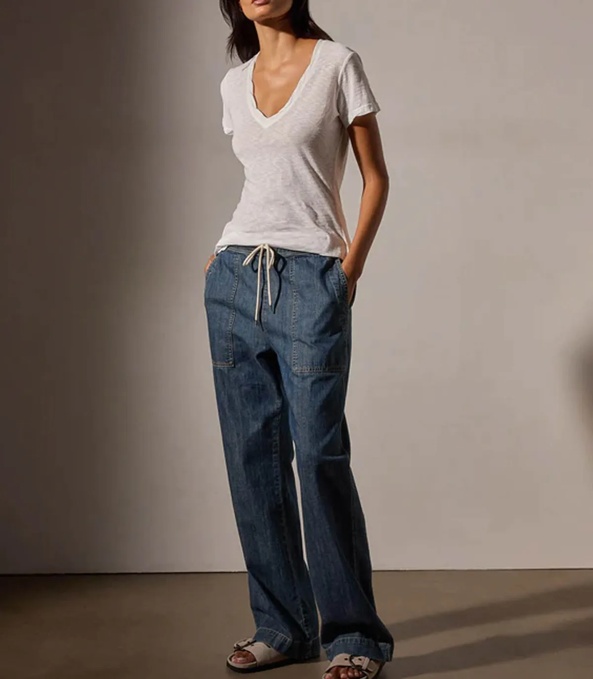 James Perse Tee-shirt Casual Reverse Binding*Femme Hauts