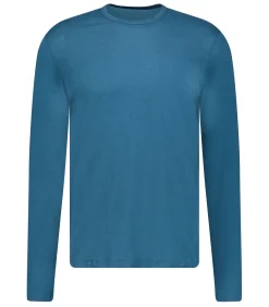 Majestic Filatures Tee-shirt Col Rond Manches Longues Homme Coton et Cachemire Haute Mer*Homme Tee-Shirts