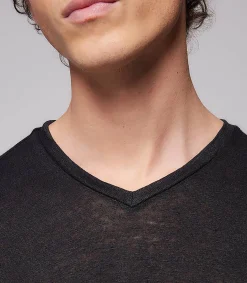 Majestic Filatures Tee-shirt Homme Col V Manches Courtes Lin*Homme Tee-Shirts