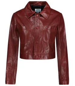 Frame Veste en Cuir Syrah Rouge*Femme Manteaux & Vestes