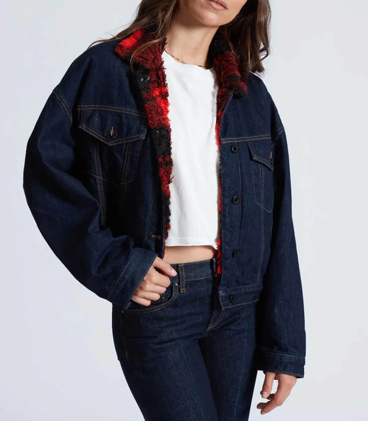 ASKK NY Veste en Denim Nova Lined Indigo Plaid*Femme Manteaux & Vestes