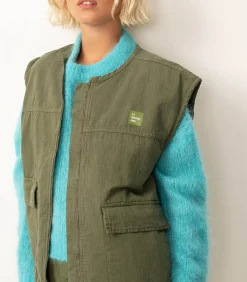 American Vintage Veste Sans Manches Rygybay Kaki*Femme Manteaux & Vestes